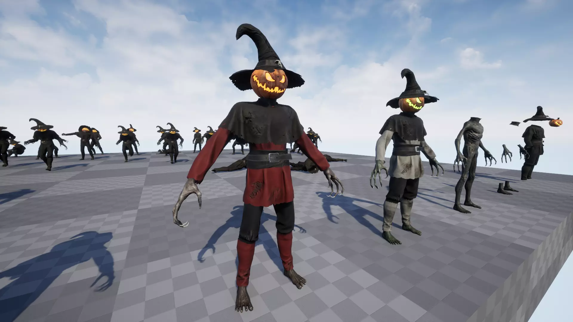 Pumpkinhead Scarecrow Low-poly 3D model_25