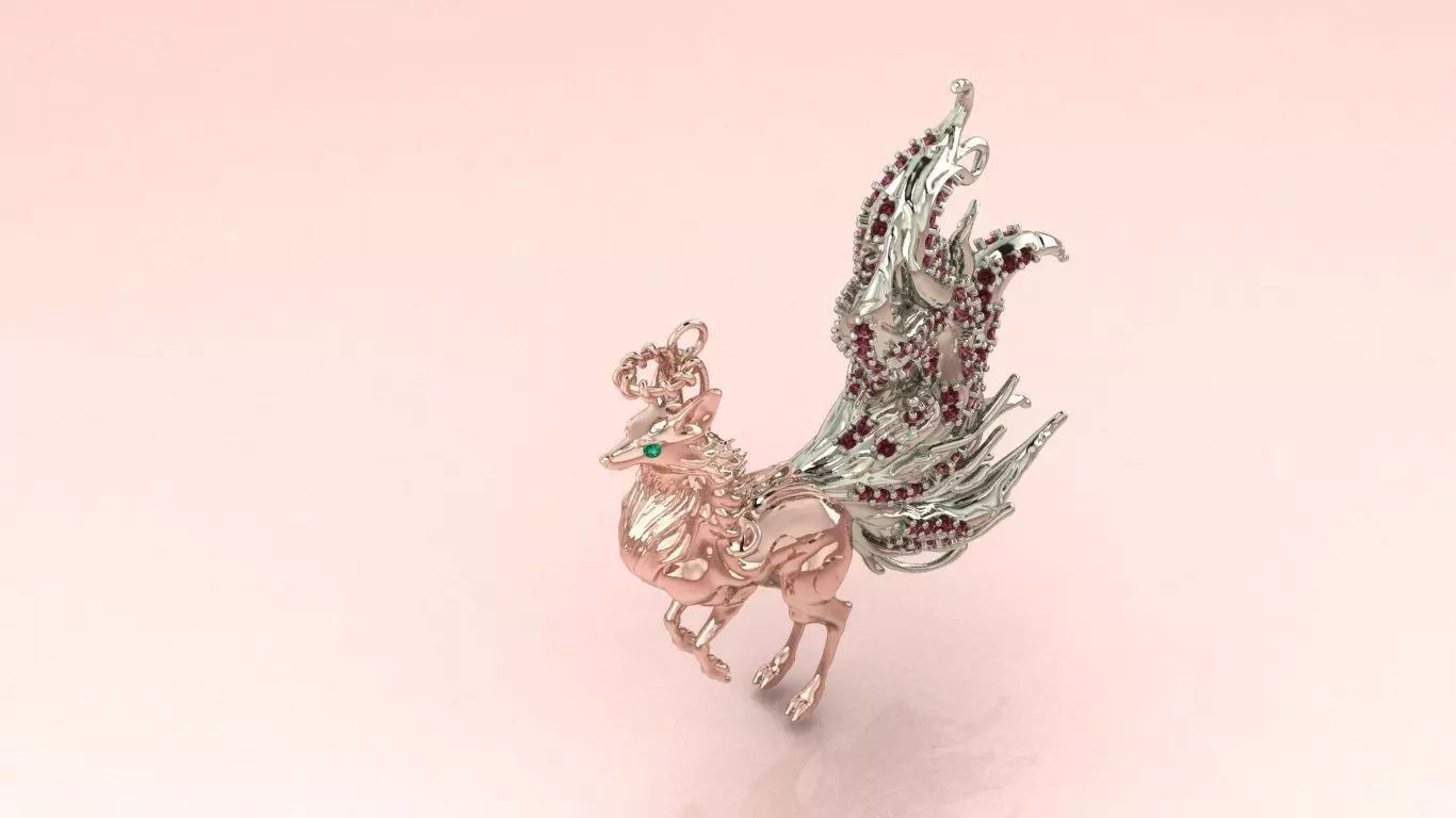 Fox Pendant jewelry - Tailed Fox for Her 3D print model_2