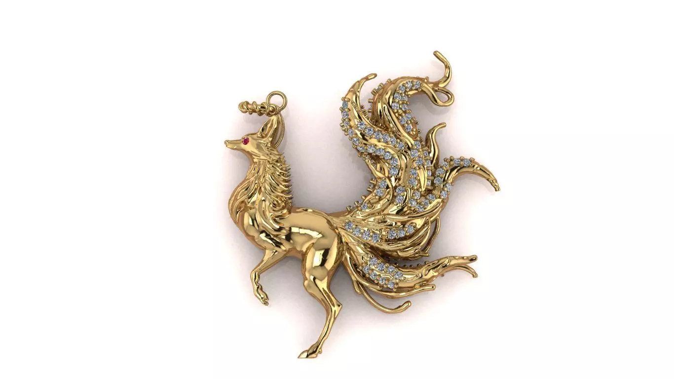 Fox Pendant jewelry - Tailed Fox for Her 3D print model_14