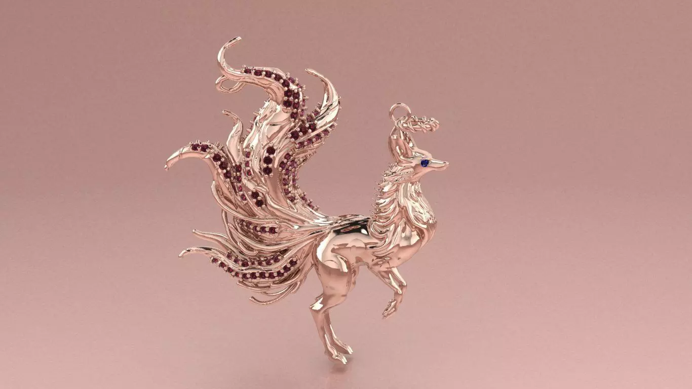 Fox Pendant jewelry - Tailed Fox for Her 3D print model_7