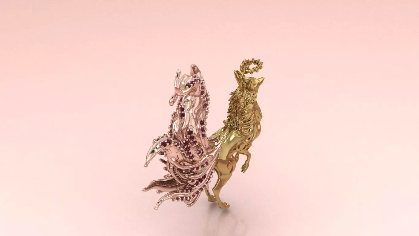 Fox Pendant jewelry - Tailed Fox for Her 3D print model_16