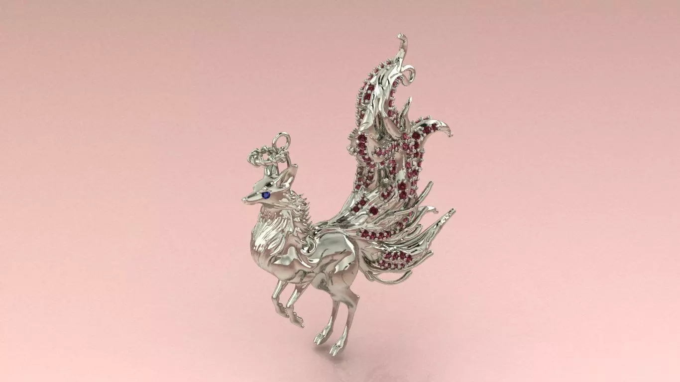 Fox Pendant jewelry - Tailed Fox for Her 3D print model_8