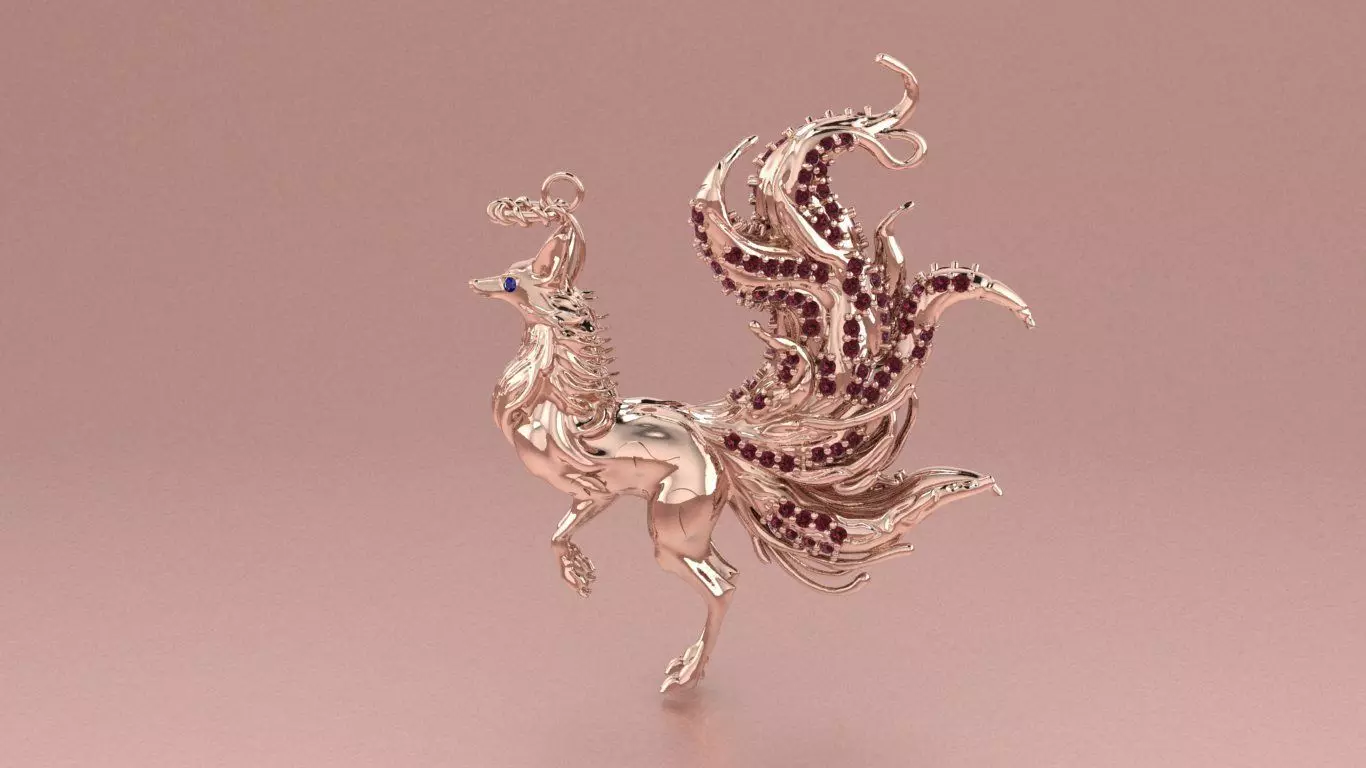 Fox Pendant jewelry - Tailed Fox for Her 3D print model_21