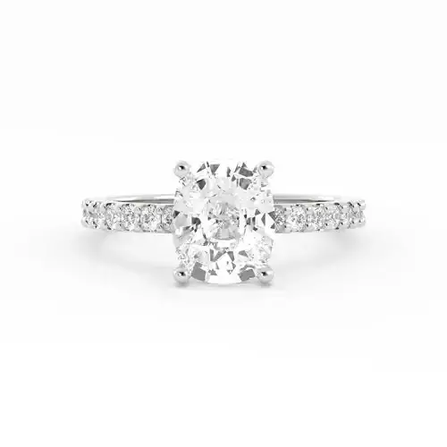 Cushion Solitaire With Diamond Pave Band And Hidden Halo 3DM