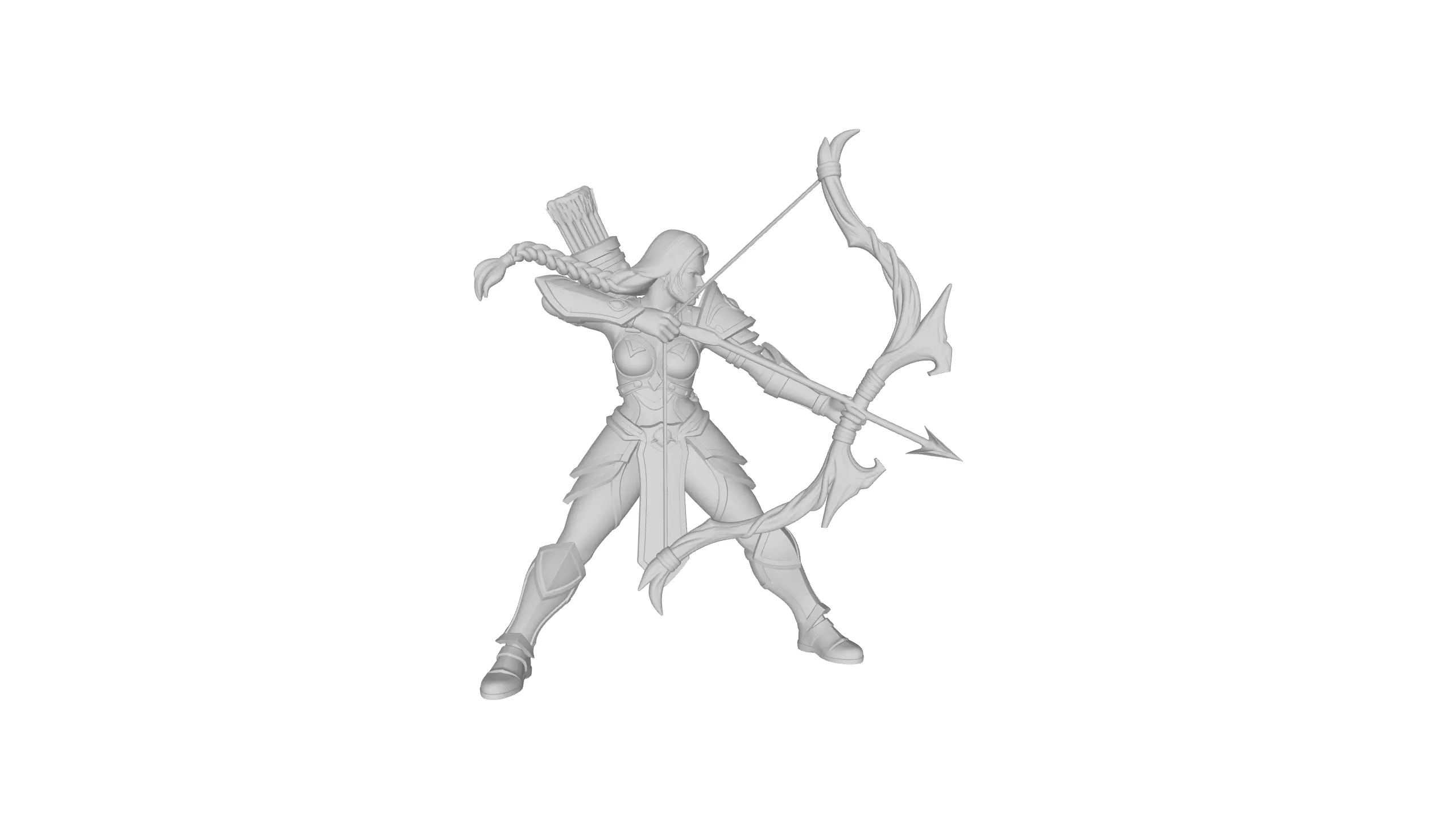 Female Archer 3D model_4