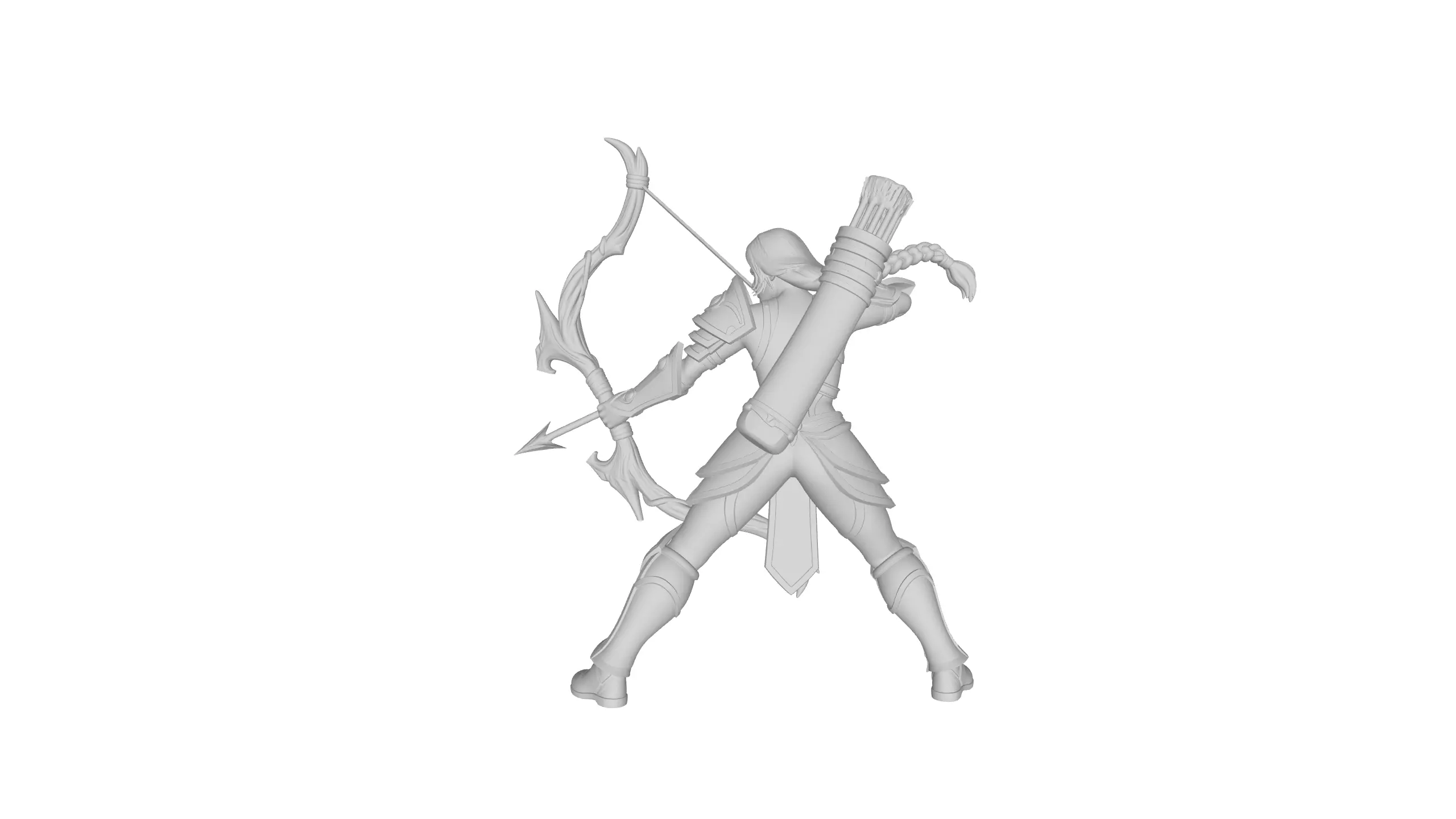 Female Archer 3D model_2