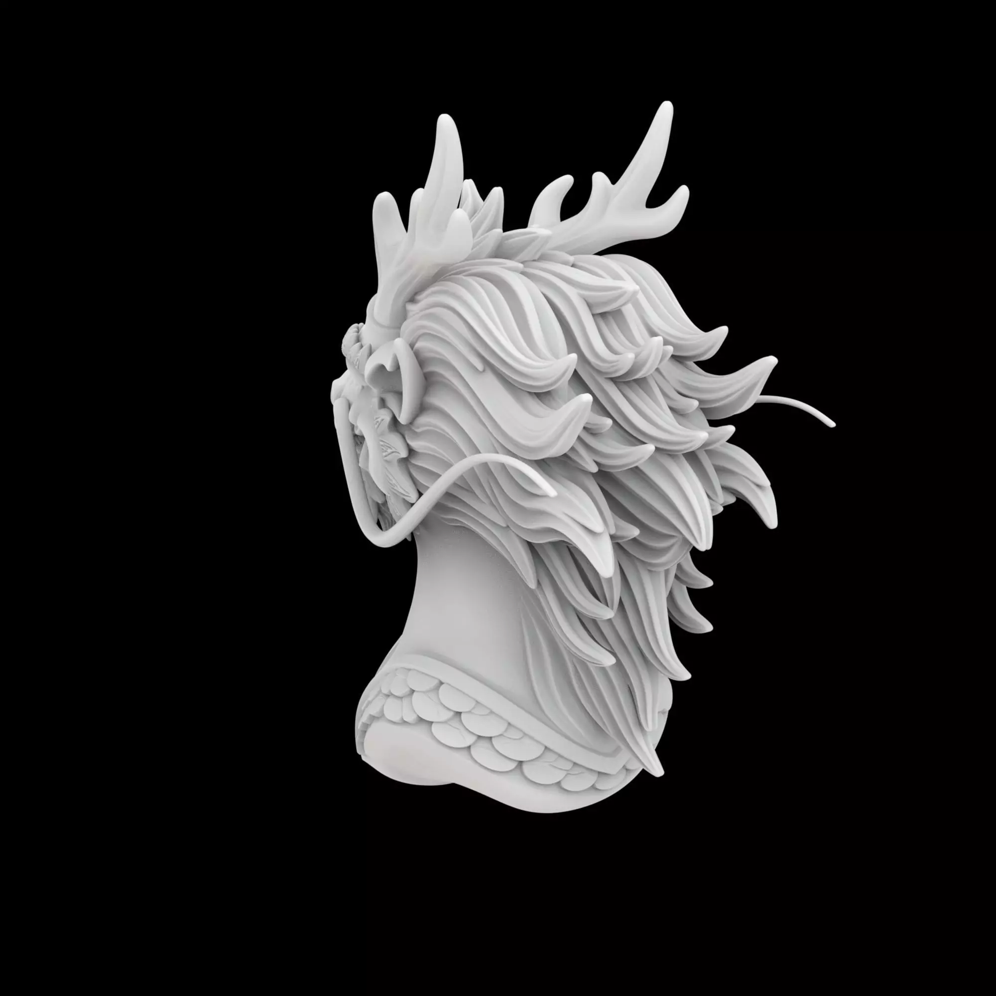 Eastern Dragon Bust 3D Print Model 3D print model_1