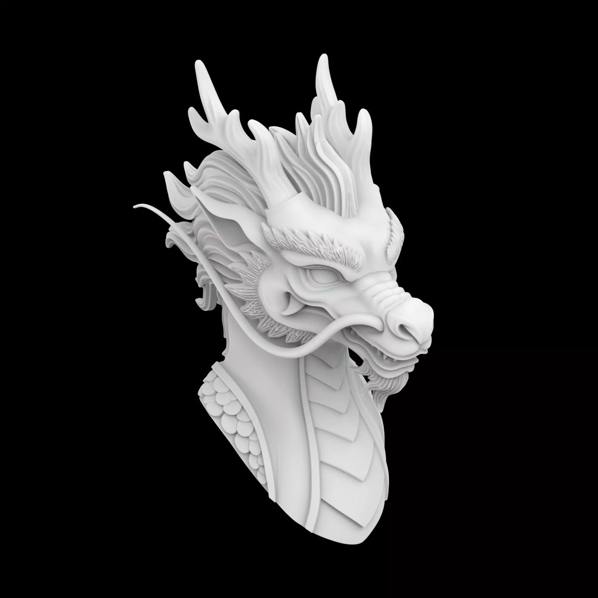Eastern Dragon Bust 3D Print Model 3D print model_3