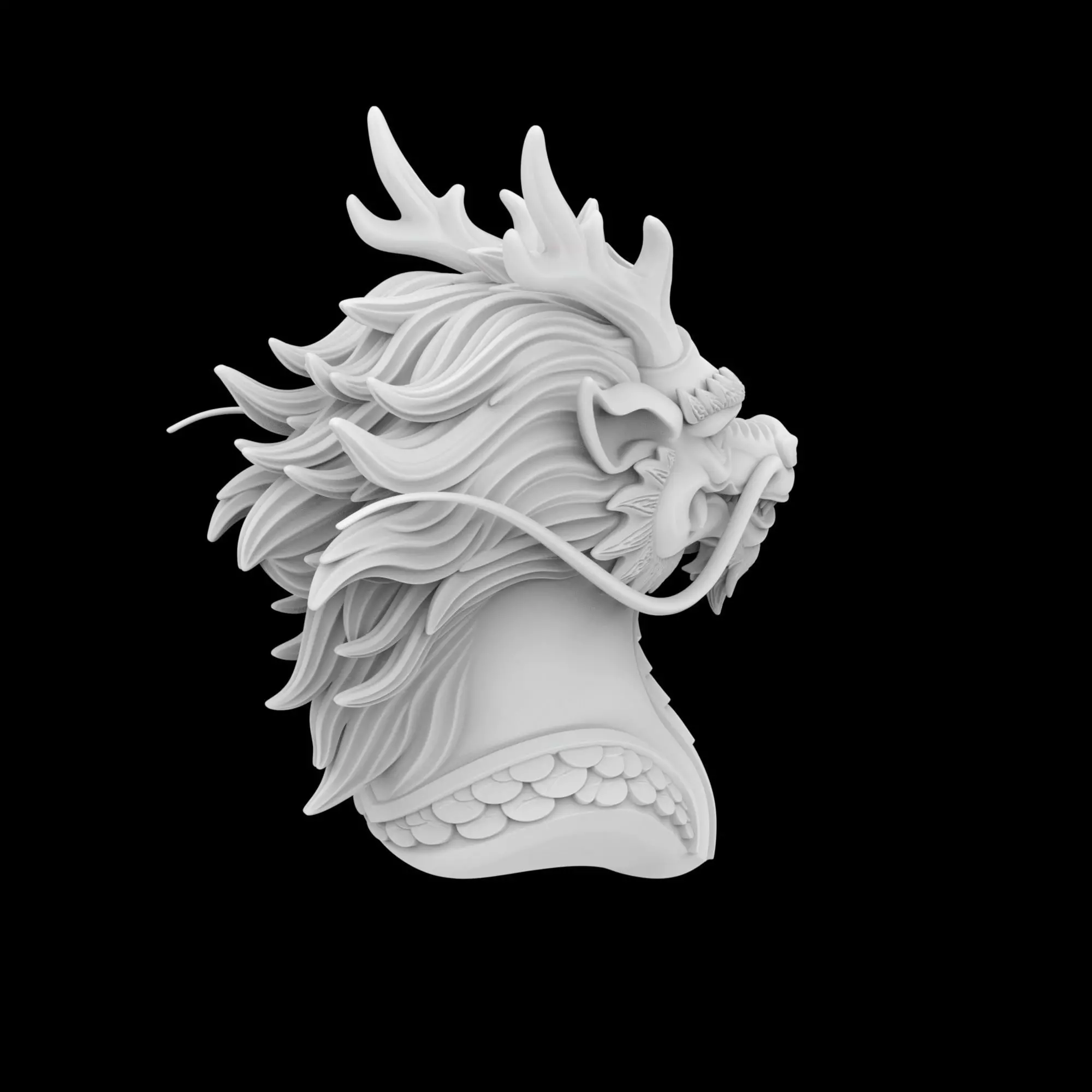 Eastern Dragon Bust 3D Print Model 3D print model_2