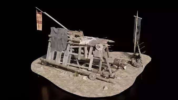 Destroyed Battering Ram Medieval