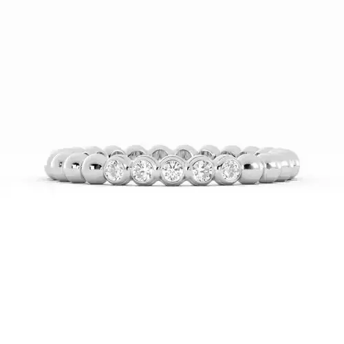 White Gold Beaded Band With Diamonds Anniversary Band 3DM