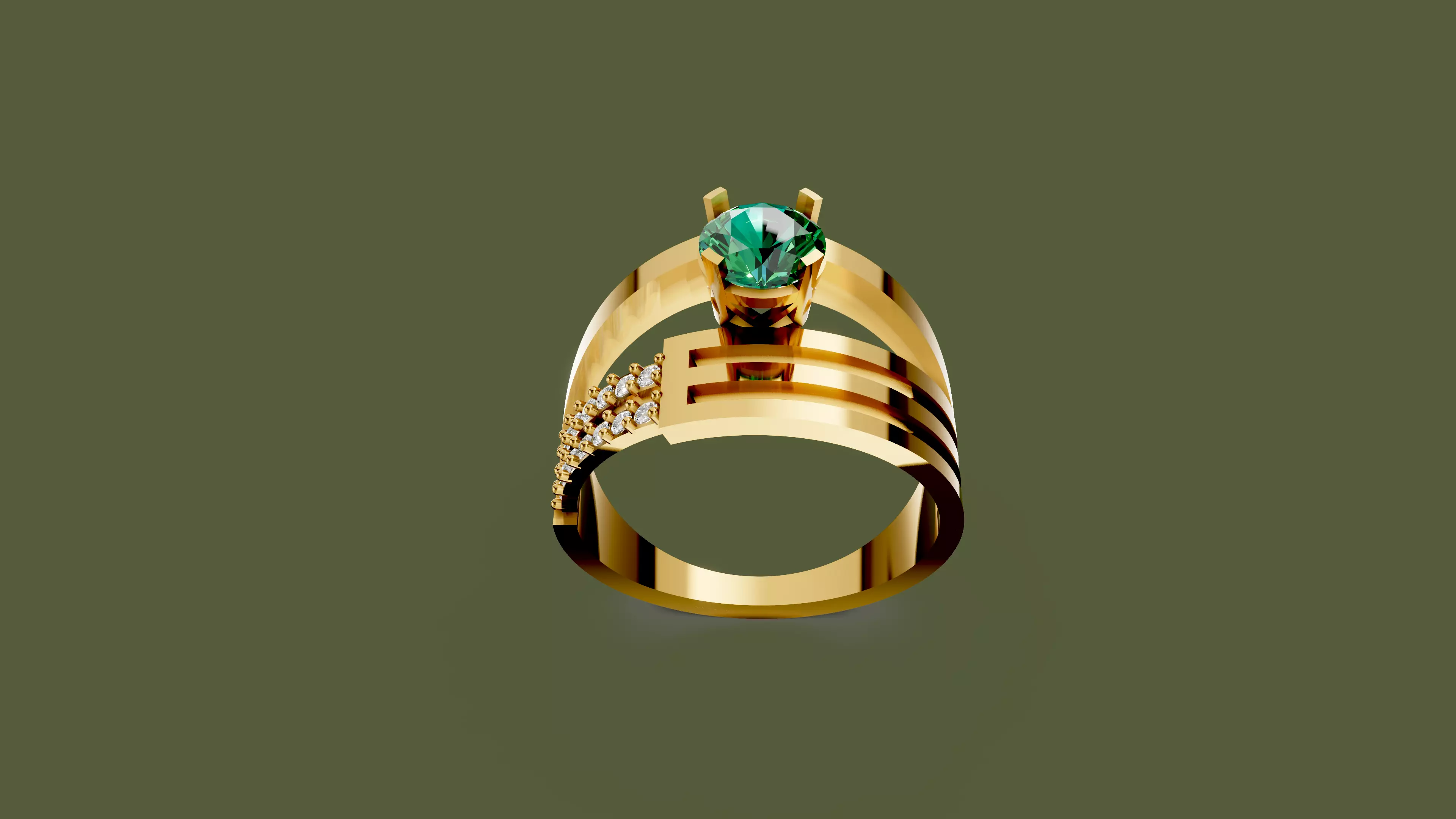 Round Gem Ring 3D print model_1
