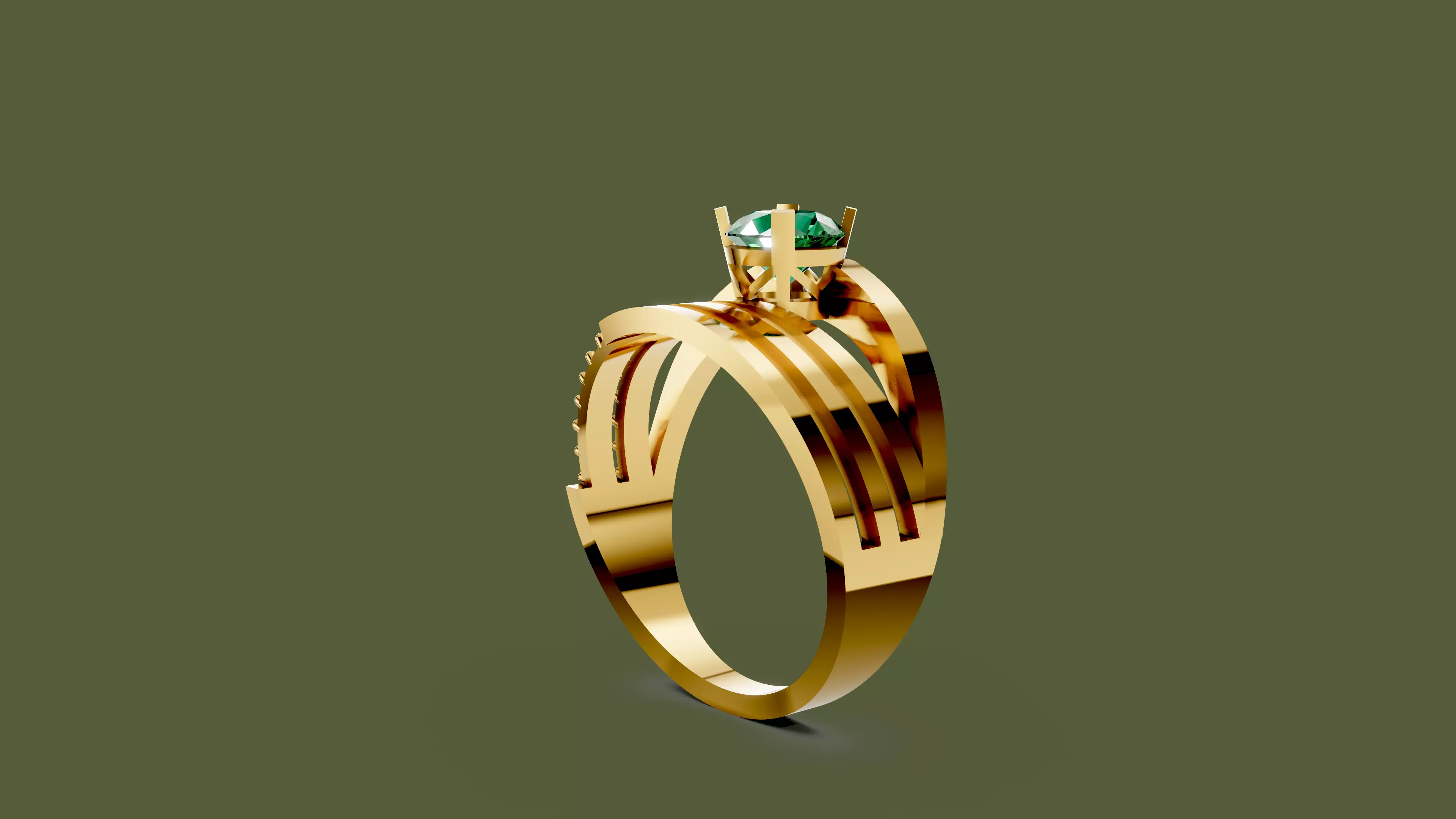 Round Gem Ring 3D print model_2
