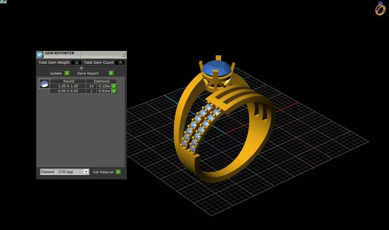 Round Gem Ring 3D print model_5