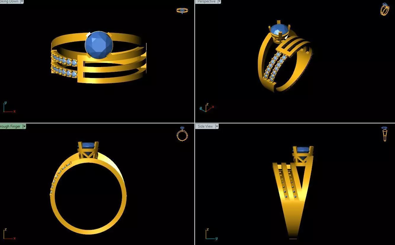 Round Gem Ring 3D print model_6