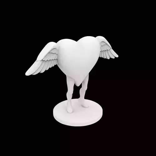 Heart with Hanging Legs and Wings 3D Print Model
