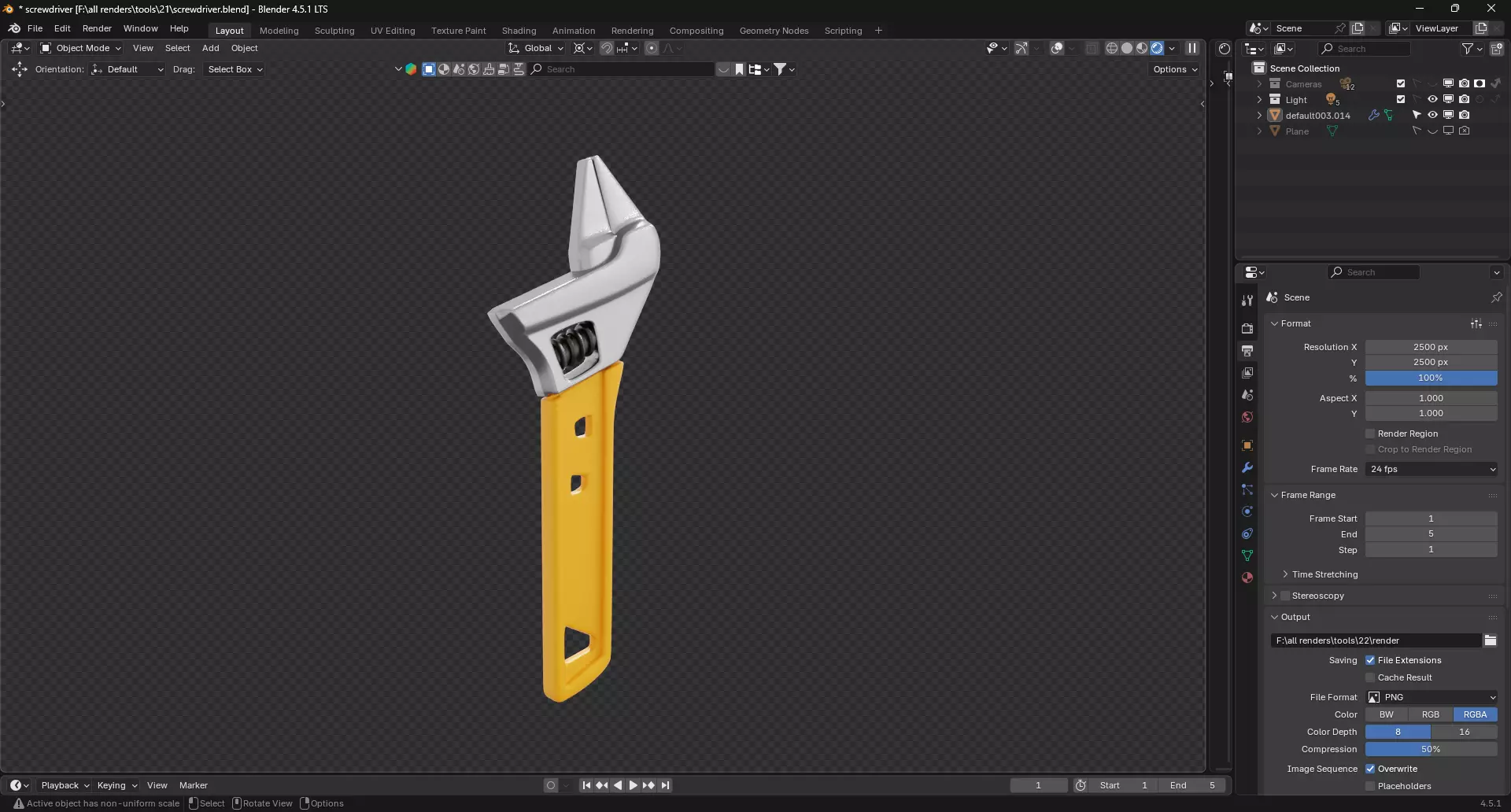 Adjustable wrench 3D model_6
