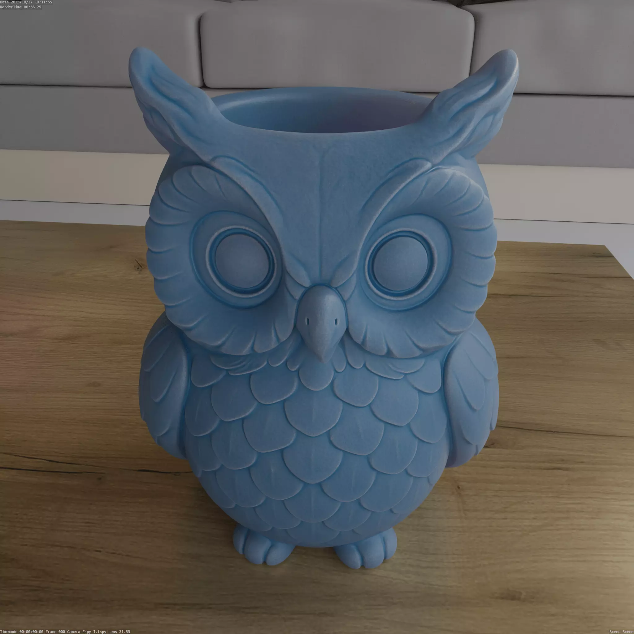 Cute Owl Planter planter STL 3D print model_5