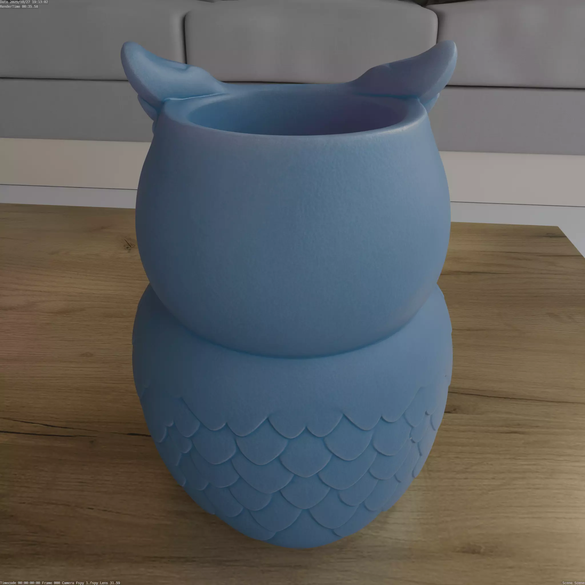 Cute Owl Planter planter STL 3D print model_6