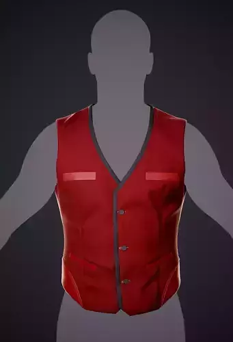 Red Vest with Gray Trim and Buttons