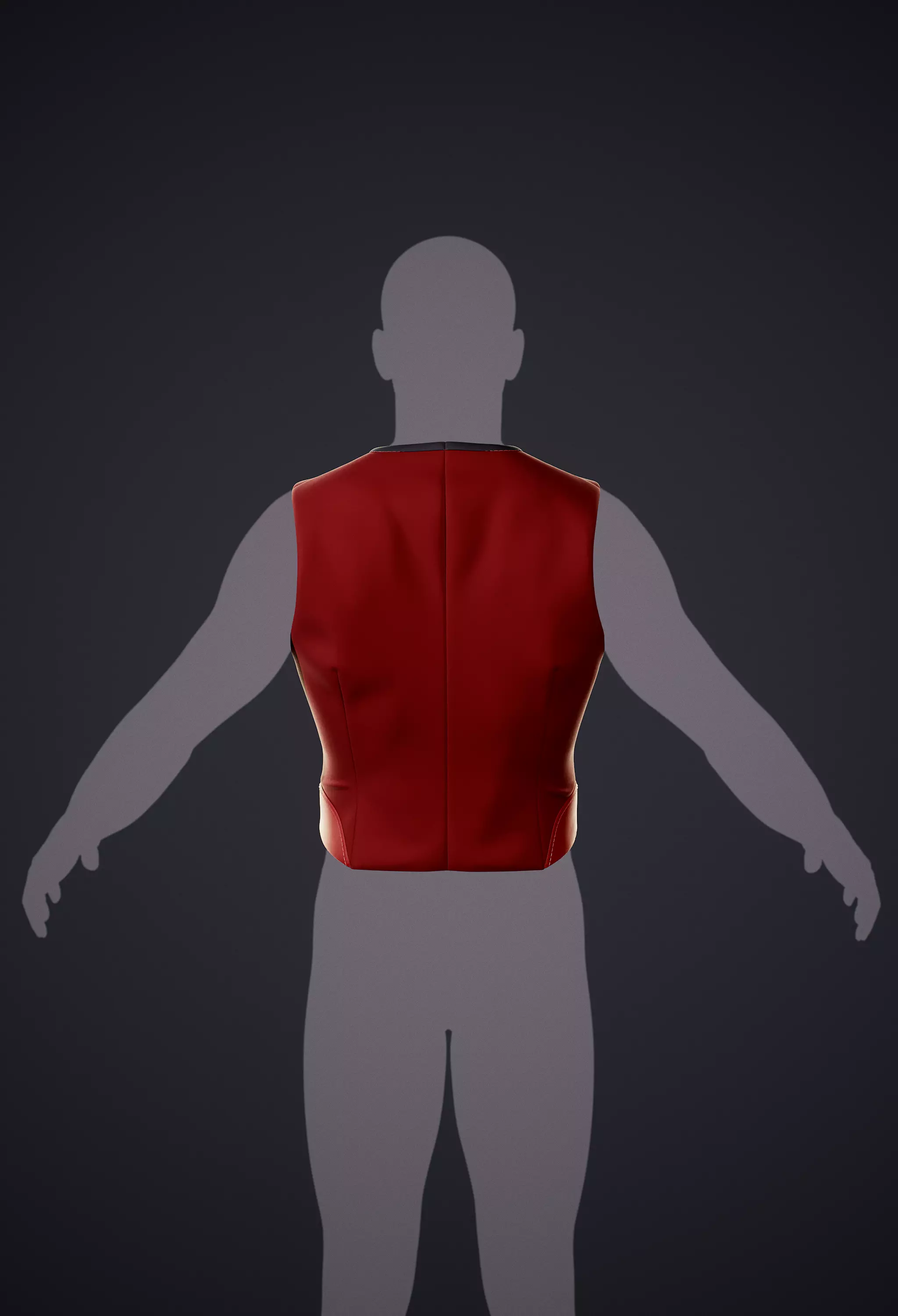 Red Vest with Gray Trim and Buttons 3D model_3