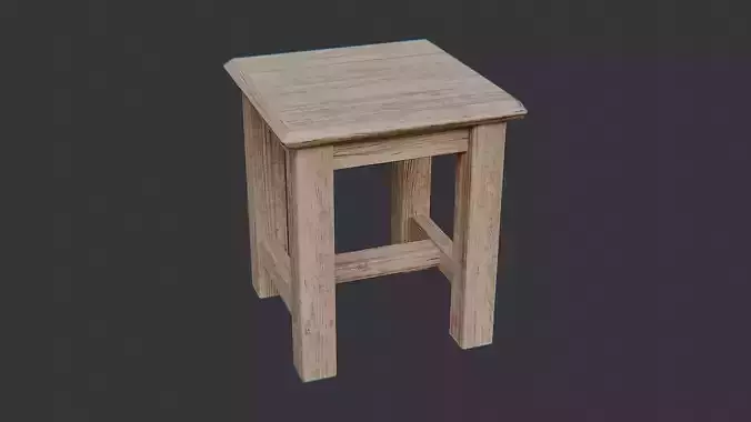 Wooden Stool with Natural Wood Grain