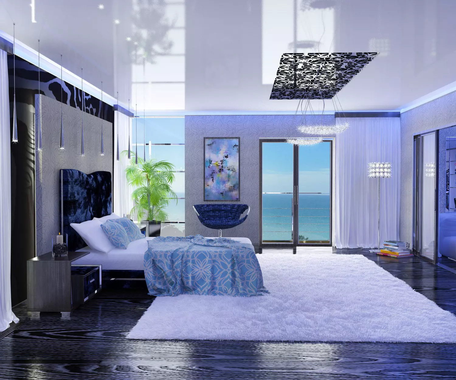 Modernist Bedroom Modern Flair Low-poly 3D model_0