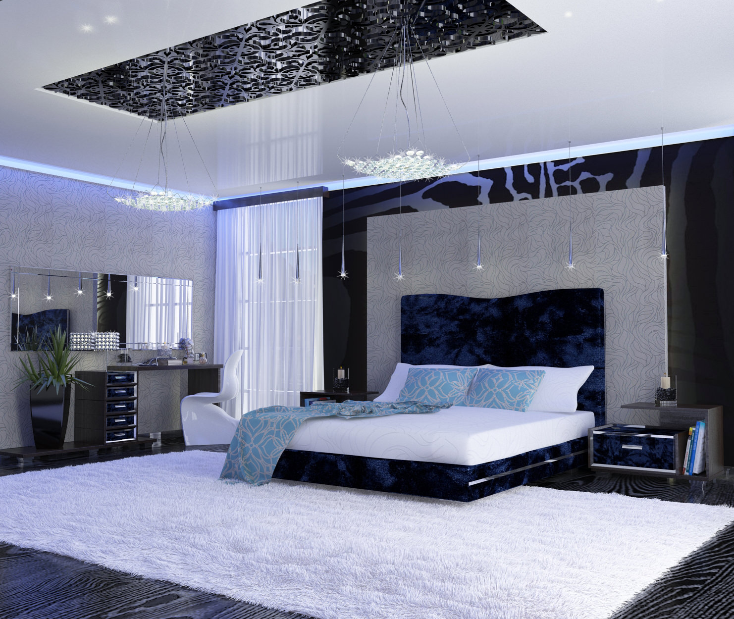 Modernist Bedroom Modern Flair Low-poly 3D model_3