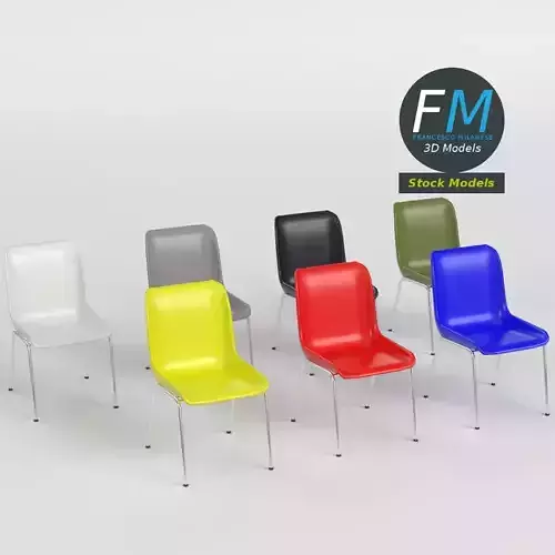 Plastic shell chairs with metal legs