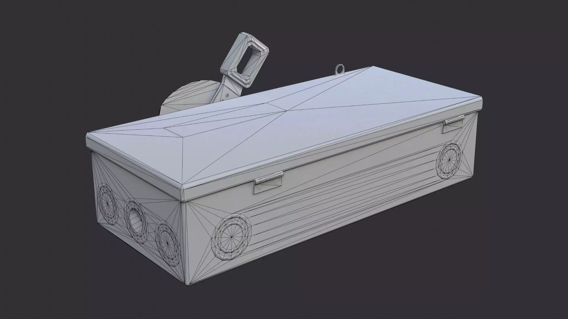 Electrical Box Medium Enclosure with Red Handle Low-poly 3D model_7