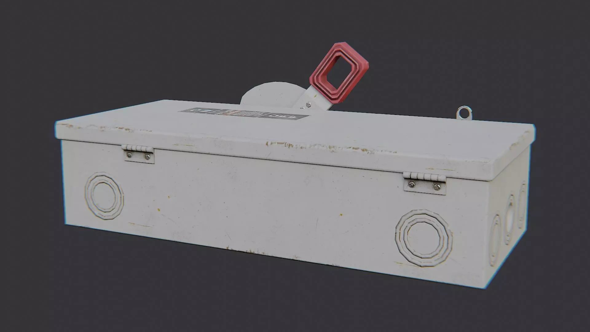 Electrical Box Medium Enclosure with Red Handle Low-poly 3D model_2