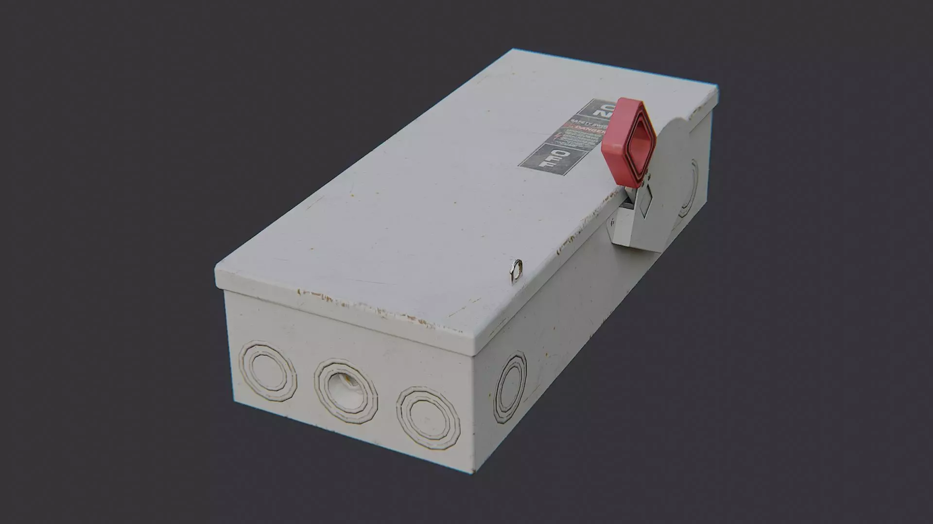 Electrical Box Medium Enclosure with Red Handle Low-poly 3D model_3