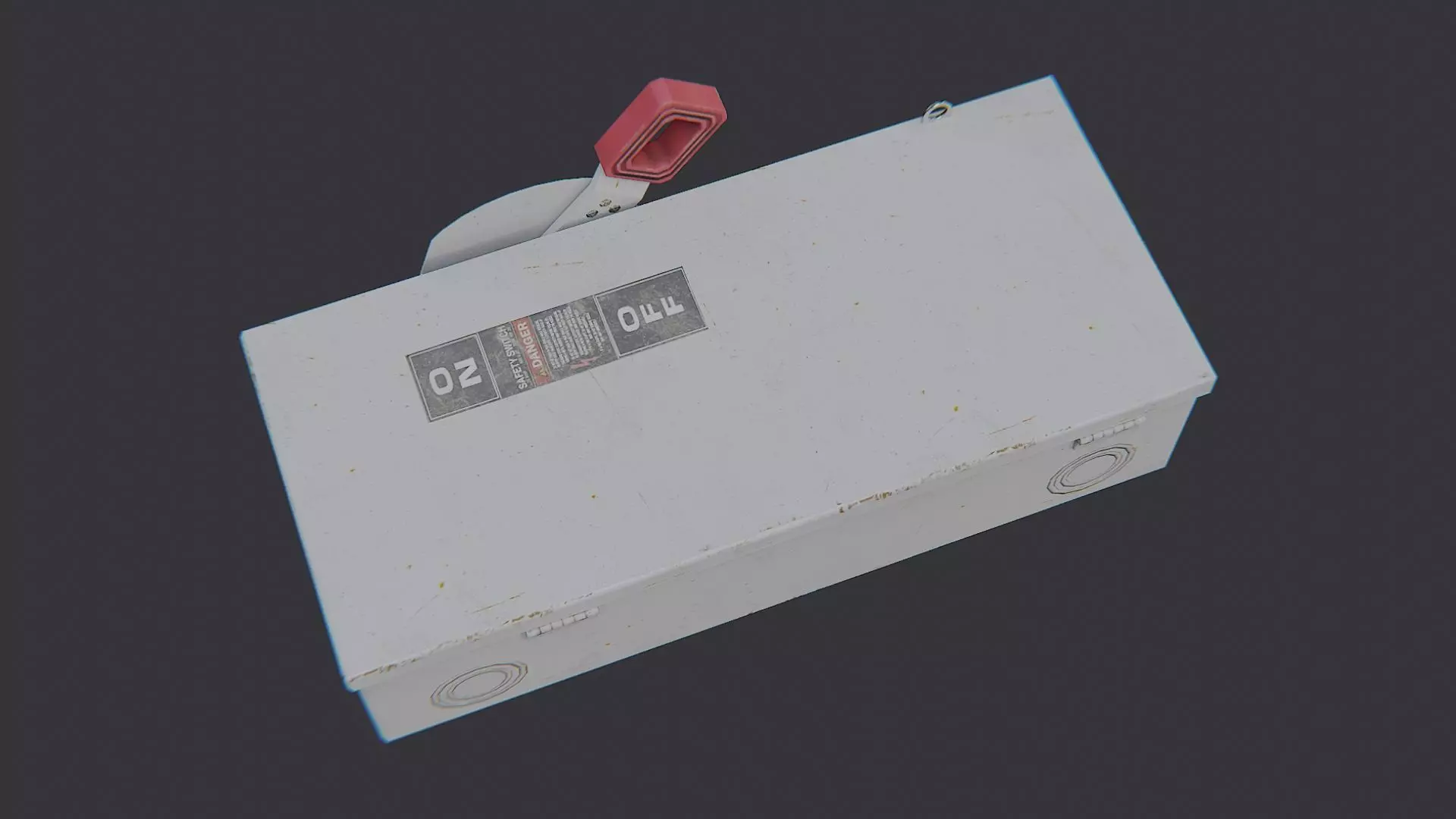 Electrical Box Medium Enclosure with Red Handle Low-poly 3D model_4