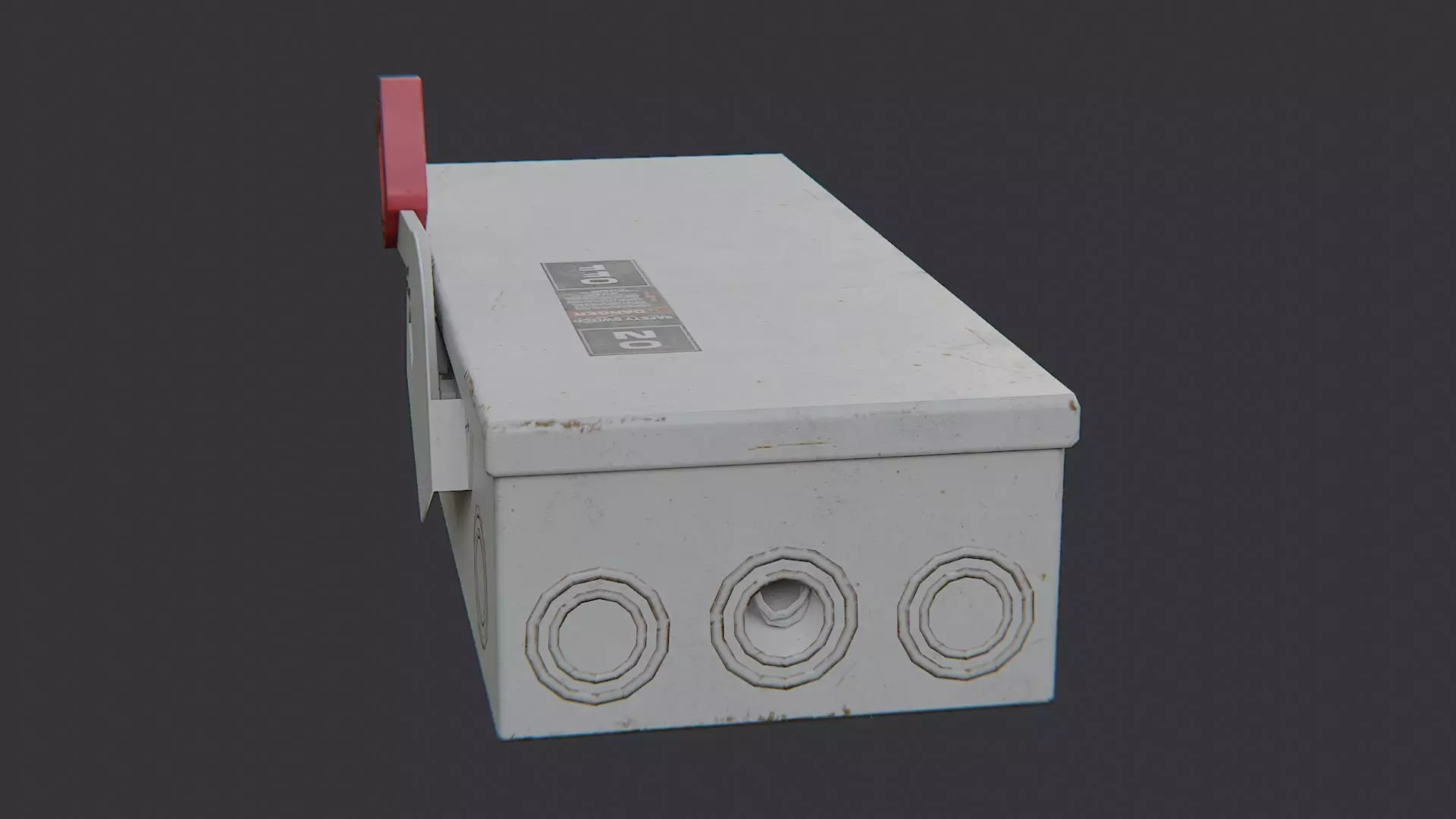 Electrical Box Medium Enclosure with Red Handle Low-poly 3D model_1