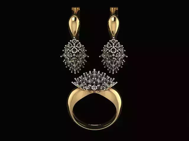 Ring and Earrings set 3D print model