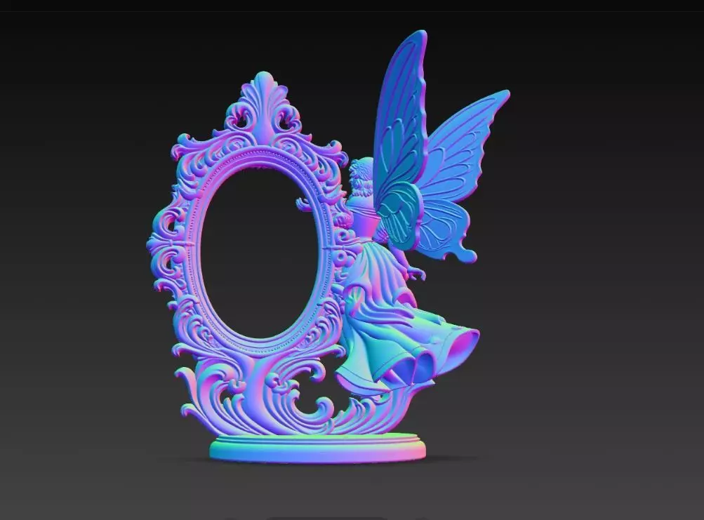 Snow Goddess Fairy Oval Baroque Mirror Picture Frame 3D print model_16