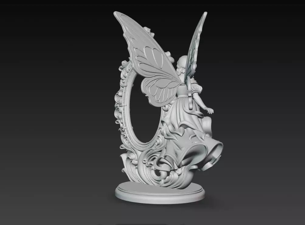 Snow Goddess Fairy Oval Baroque Mirror Picture Frame 3D print model_5