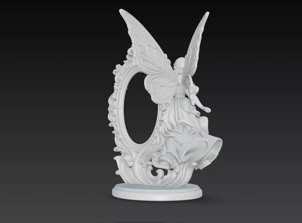 Snow Goddess Fairy Oval Baroque Mirror Picture Frame 3D print model_23