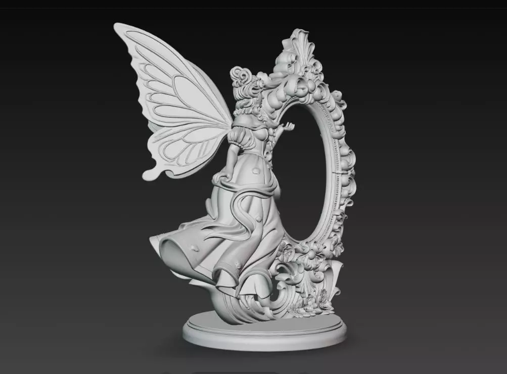 Snow Goddess Fairy Oval Baroque Mirror Picture Frame 3D print model_3
