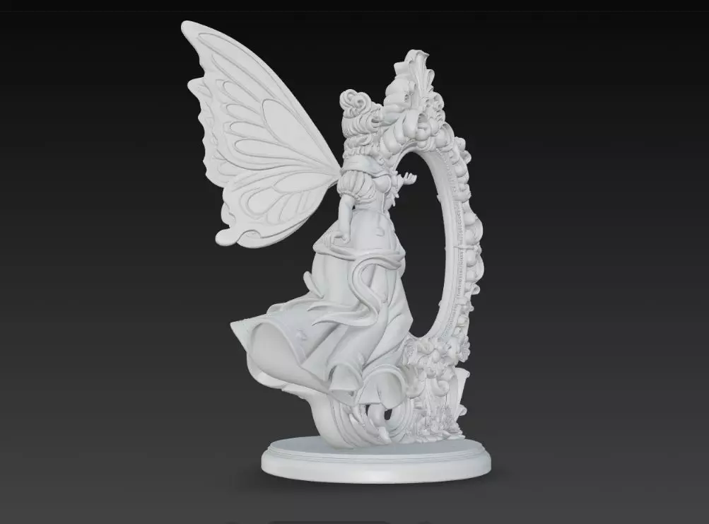 Snow Goddess Fairy Oval Baroque Mirror Picture Frame 3D print model_21