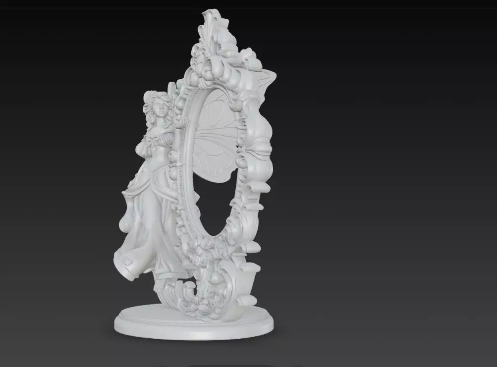 Snow Goddess Fairy Oval Baroque Mirror Picture Frame 3D print model_26