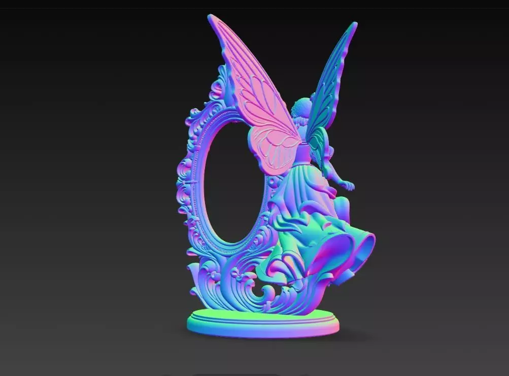 Snow Goddess Fairy Oval Baroque Mirror Picture Frame 3D print model_15