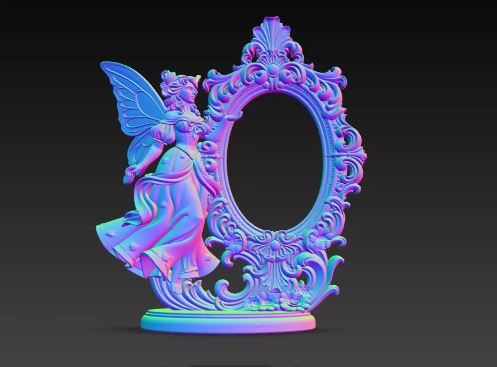 Snow Goddess Fairy Oval Baroque Mirror Picture Frame 3D print model_20