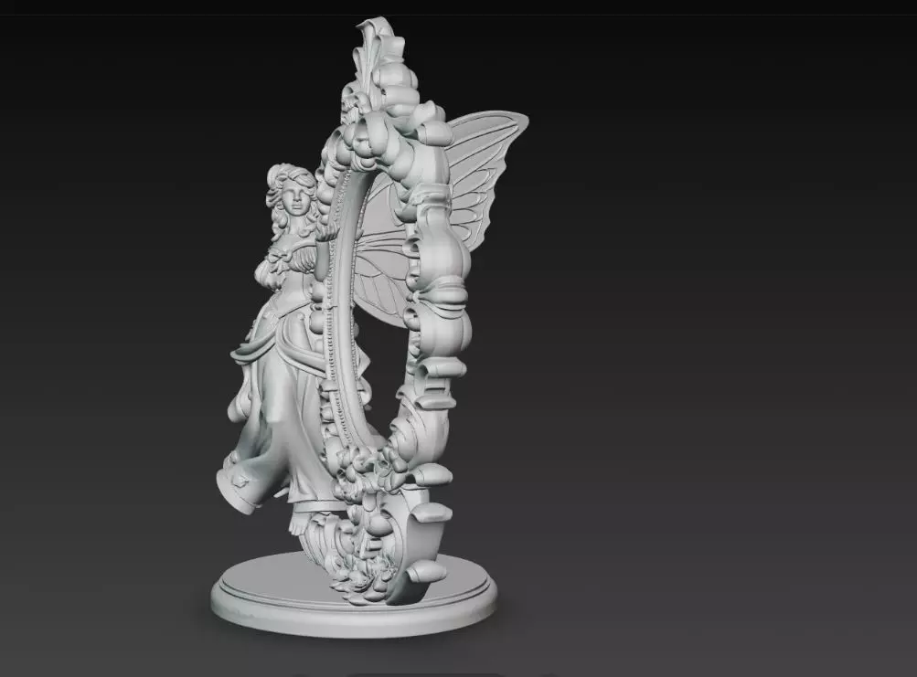 Snow Goddess Fairy Oval Baroque Mirror Picture Frame 3D print model_8