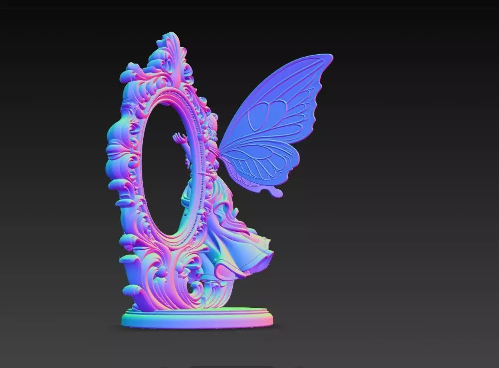 Snow Goddess Fairy Oval Baroque Mirror Picture Frame 3D print model_17