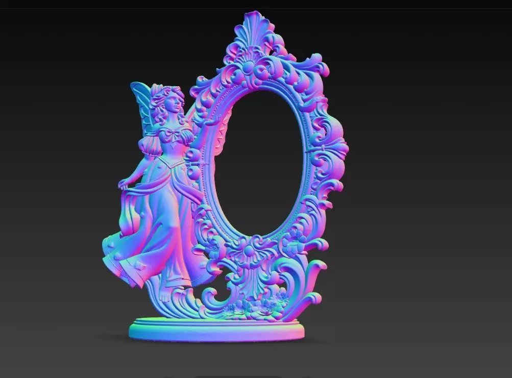 Snow Goddess Fairy Oval Baroque Mirror Picture Frame 3D print model_19
