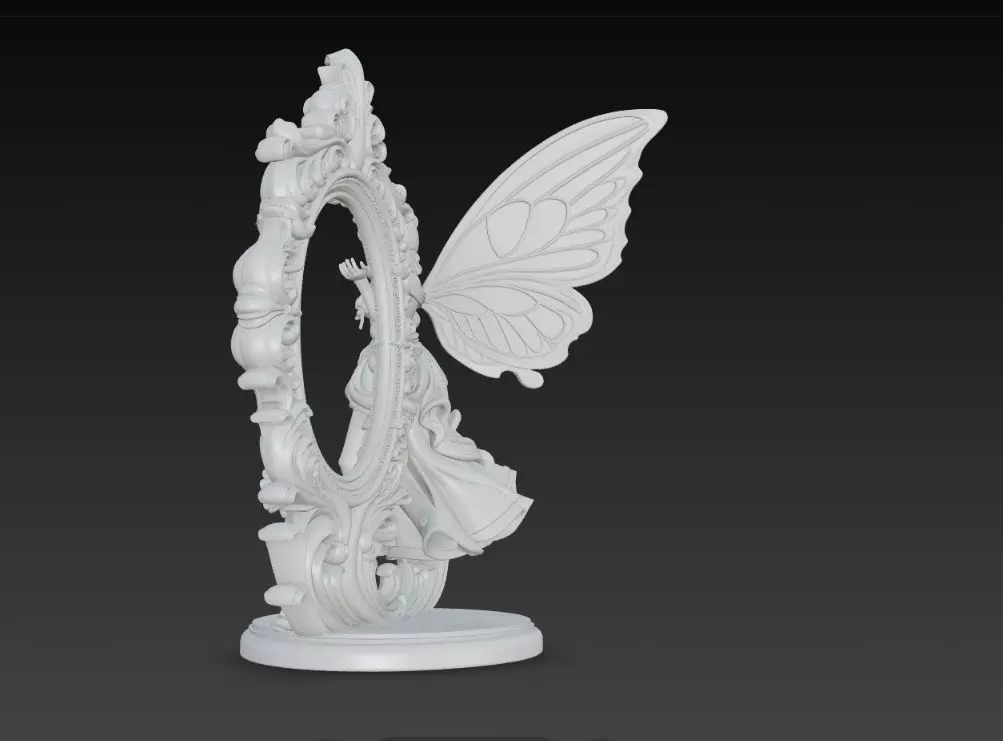 Snow Goddess Fairy Oval Baroque Mirror Picture Frame 3D print model_25