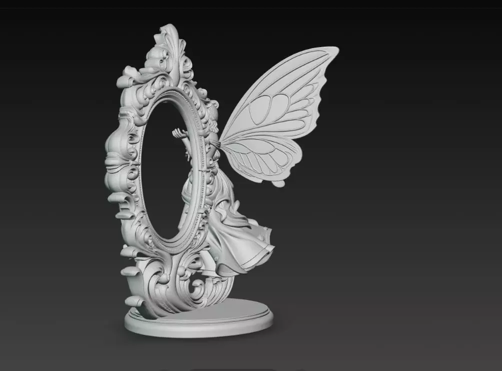 Snow Goddess Fairy Oval Baroque Mirror Picture Frame 3D print model_7