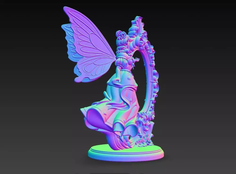 Snow Goddess Fairy Oval Baroque Mirror Picture Frame 3D print model_13