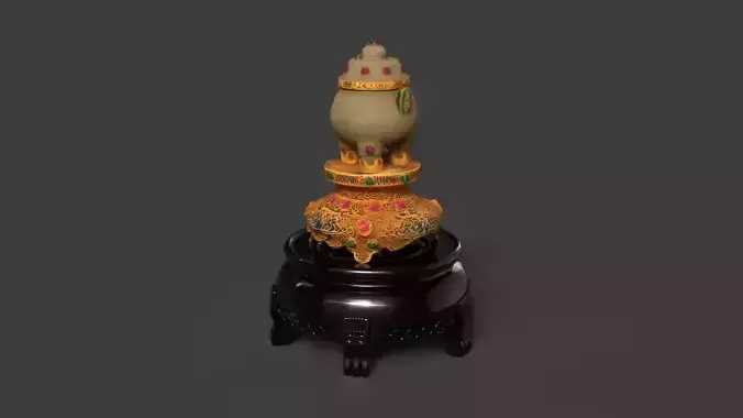 Chinese jade pot figurine